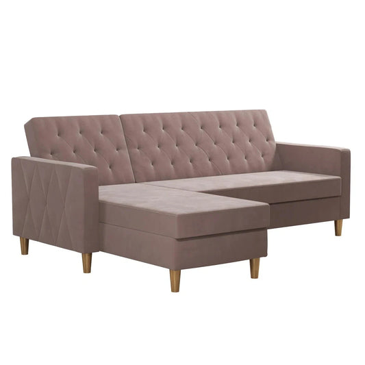 Geraldine Pink Velvet 3 Seat Reversible Clic Clac Storage Sofa Bed