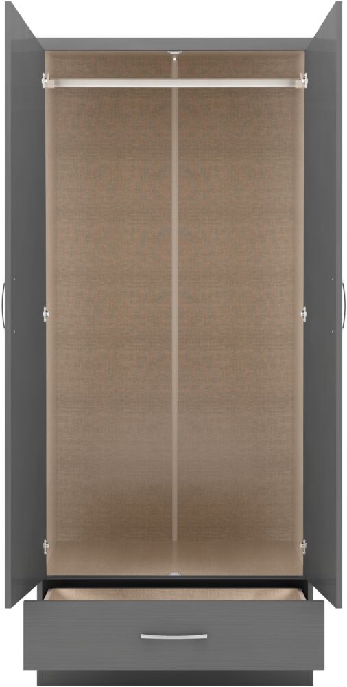 NVD Mirrored 2 Door 1 Drawer Wardrobe