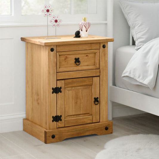Corona Pine 1 Drawer 1 Door Bedside