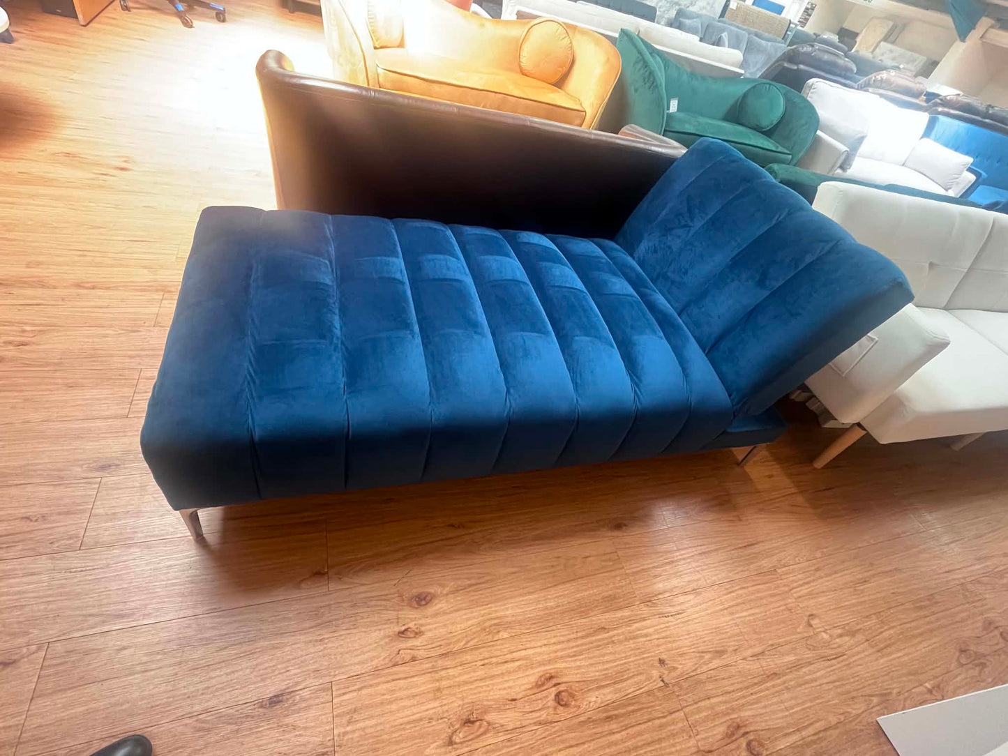 Decadence Blue Single Velvet Chaise