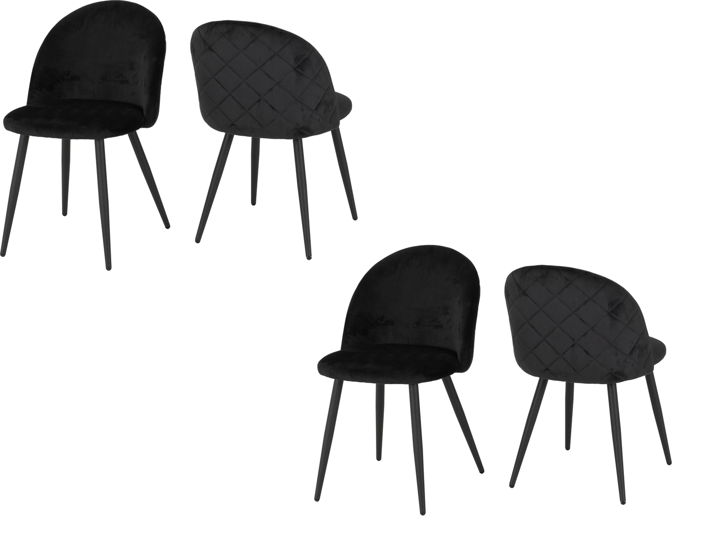 MAR Set of 4 Black Velvet Dining Chairs