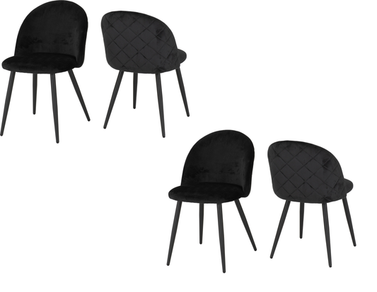 MAR Set of 4 Black Velvet Dining Chairs