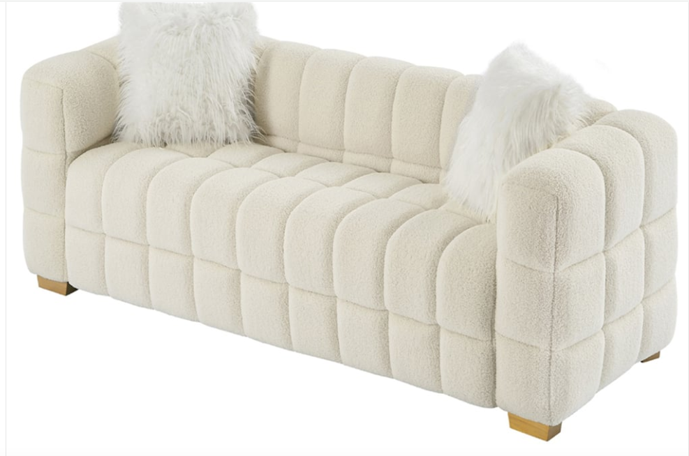 Hilary White Teddy Fleece Sofa