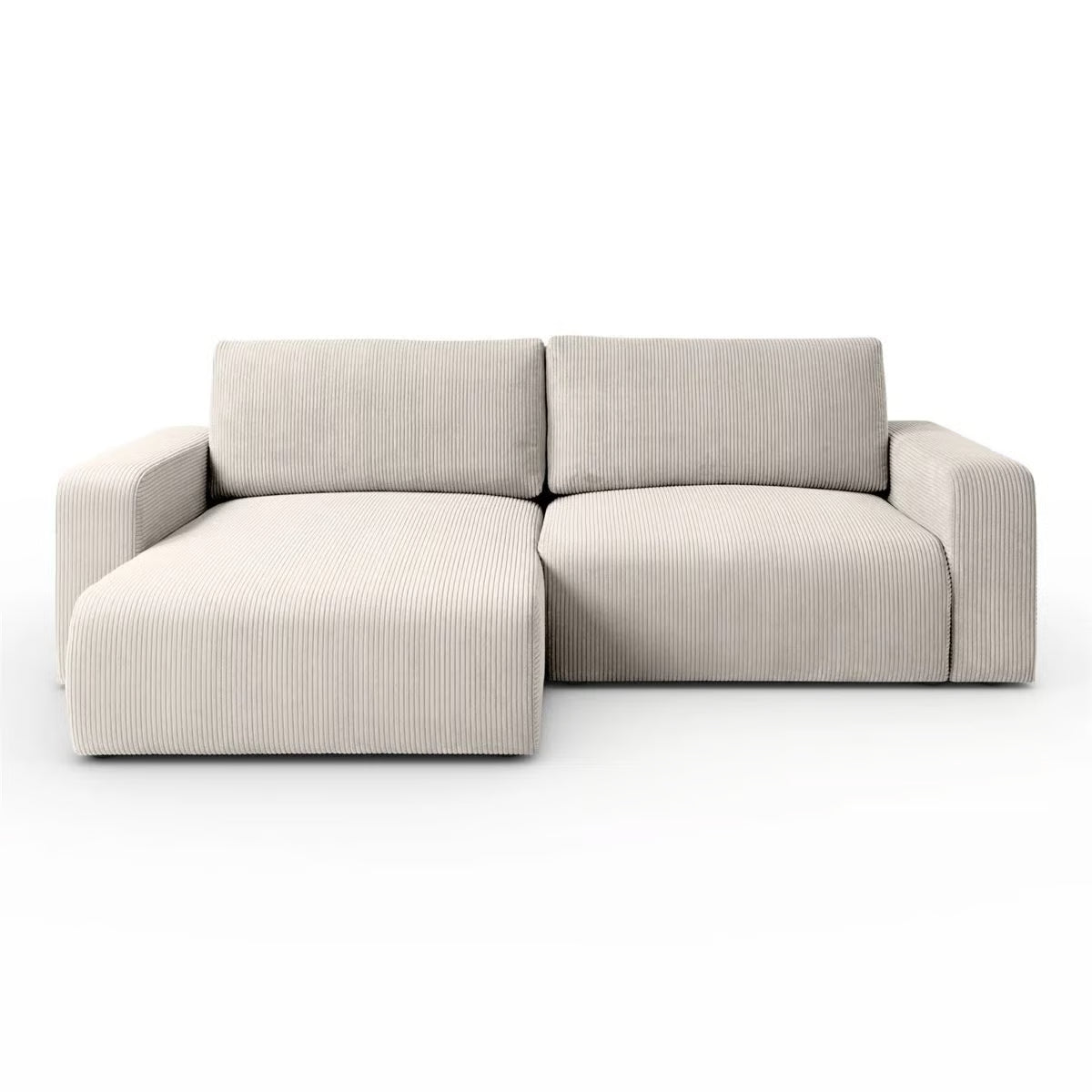 Nora 3 Seater Beige Cord Corner Sofa Bed