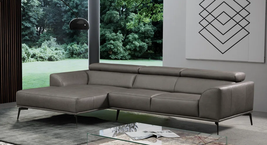 Belini Real Italian Leather 3 Seater Stone Corner Sofa