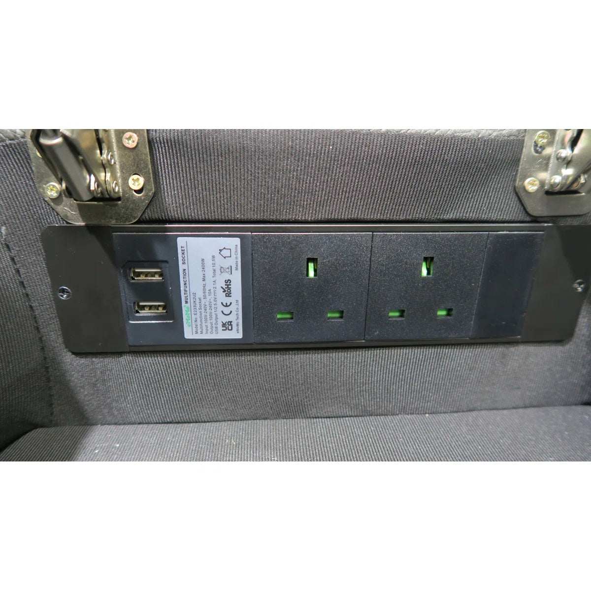 Brandon 2 Seat Grey Faux Leather Electric Recliner Chilled Cup Holders, Centre Console with Bluetooth Speakers & Charging Points