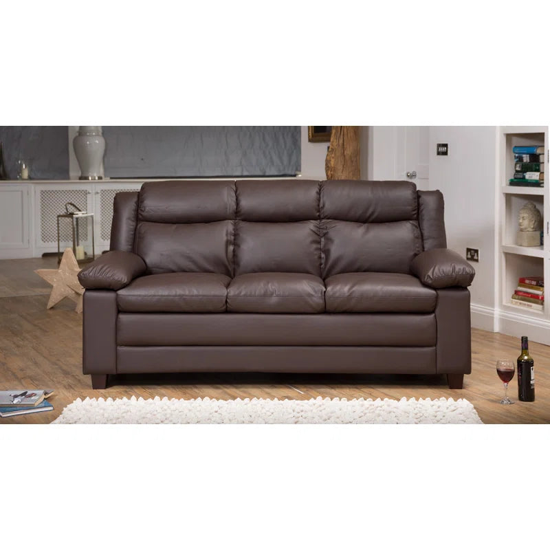 Logan 3 Seat Brown Faux Leather Sofa