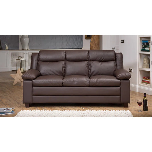 Logan 3 Seat Brown Faux Leather Sofa