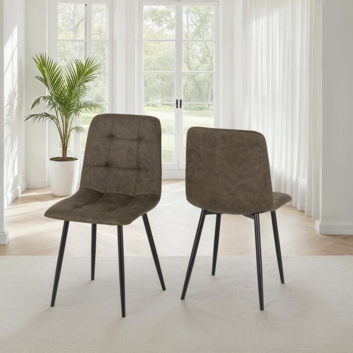 FEN Pair of Suede Dining Chairs