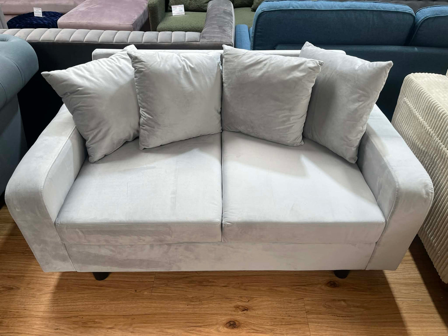 Leslie 2 Seat Light Grey Velvet  Sofa