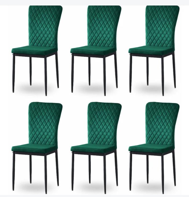 MM Set of 6 Green Velvet Dining Chairs