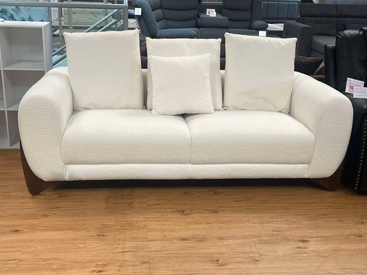 Cavalier Cream Teddy Boucle Sofa with Wood Legs