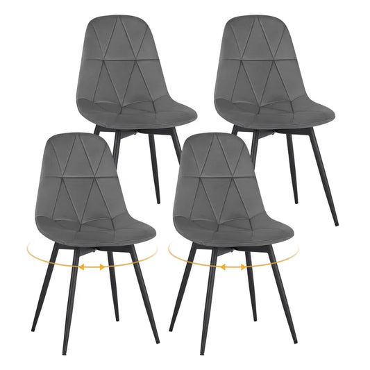April Set of 4 Grey Velvet Swivel Dining Chairs