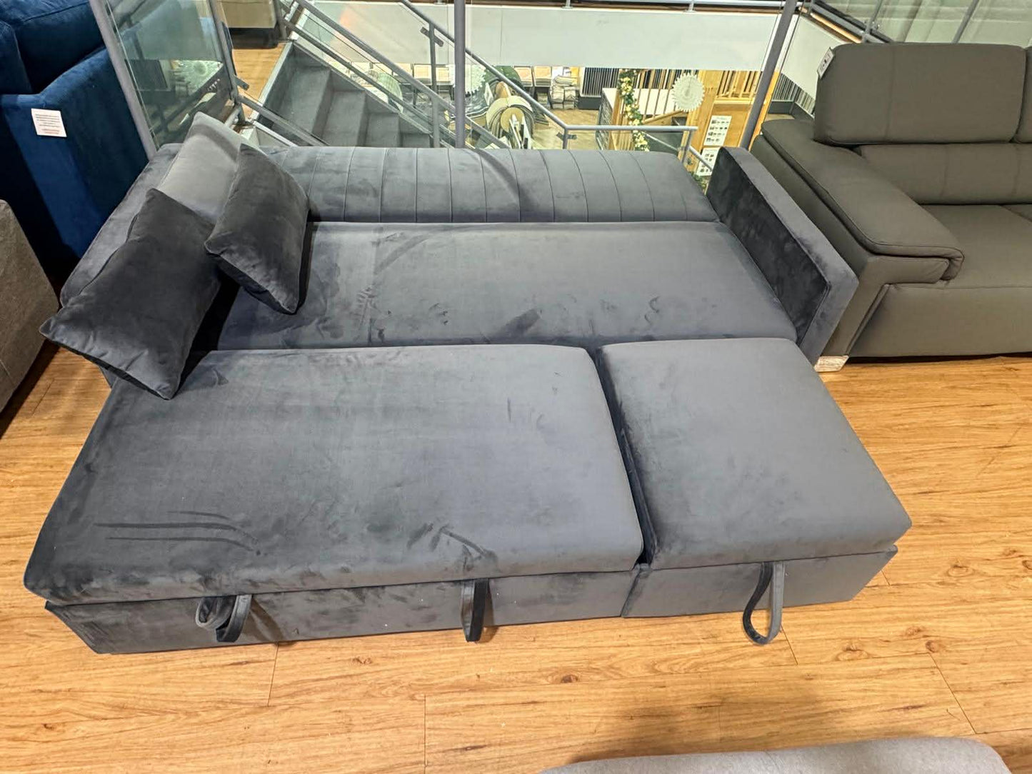 Sheena 3 Seat Grey Velvet Sofa Bed