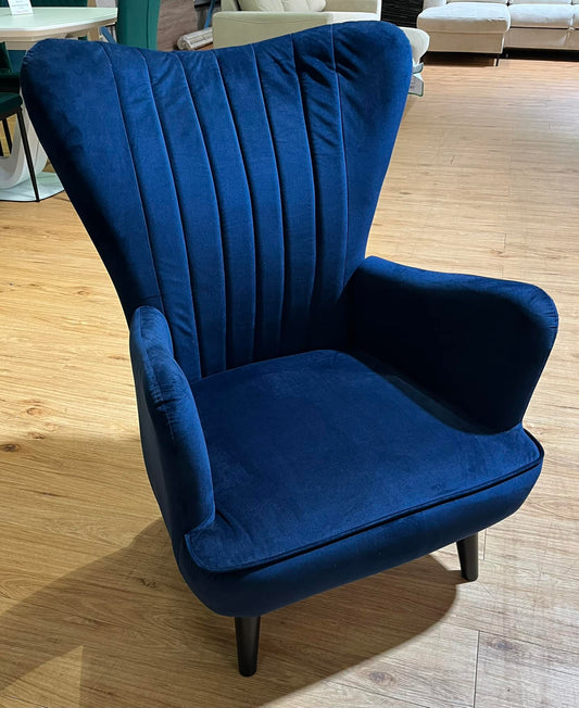 Navy Velvet Low Seat Wingback Armchair