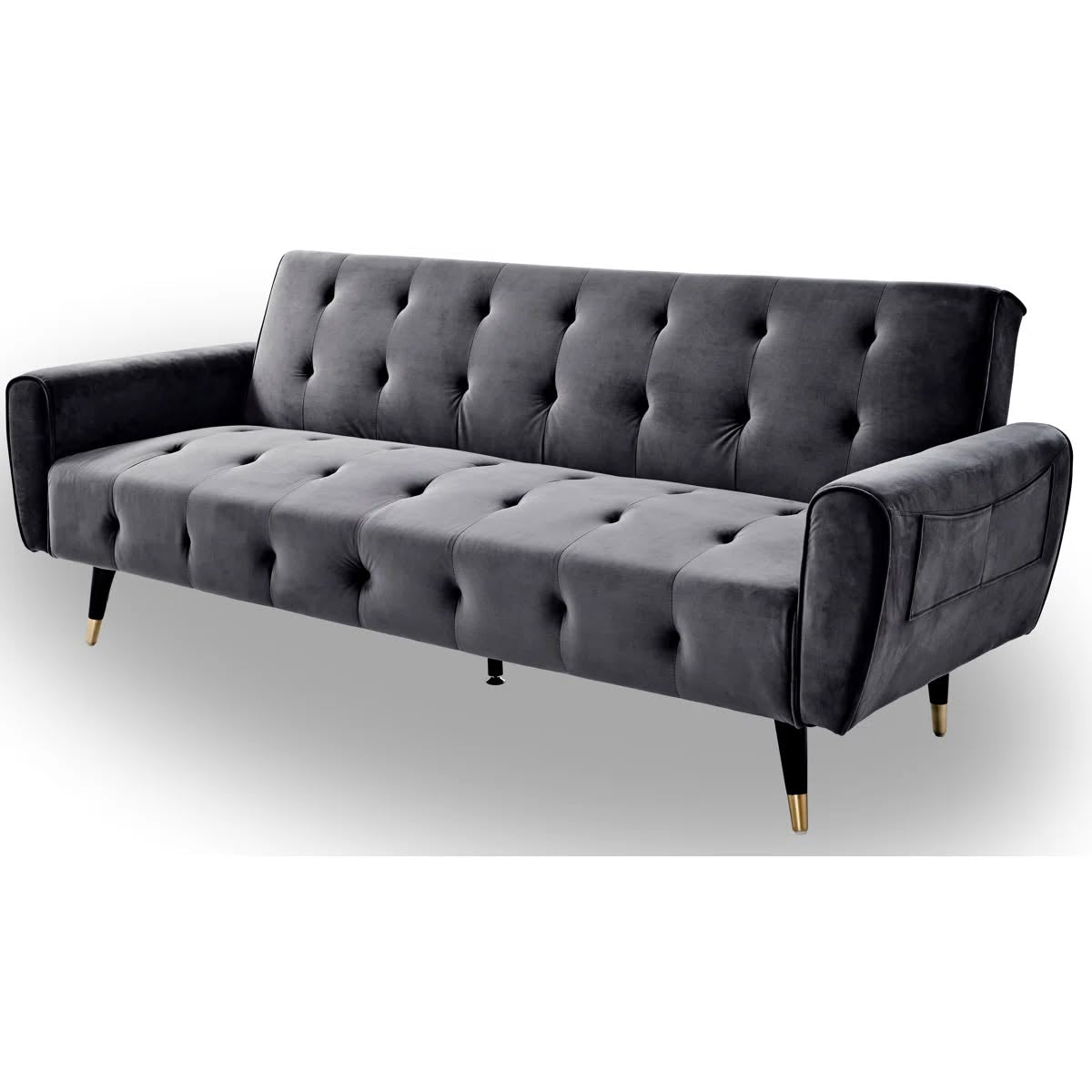 Franklyn 3 Seater Grey Velvet Clic Clac Sofa Bed