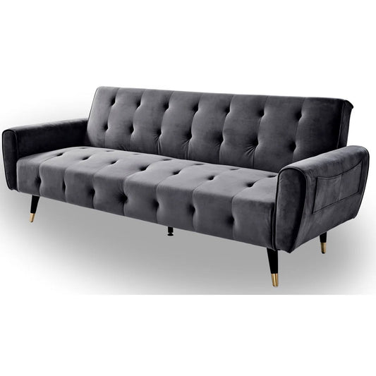 Franklyn 3 Seater Grey Velvet Clic Clac Sofa Bed