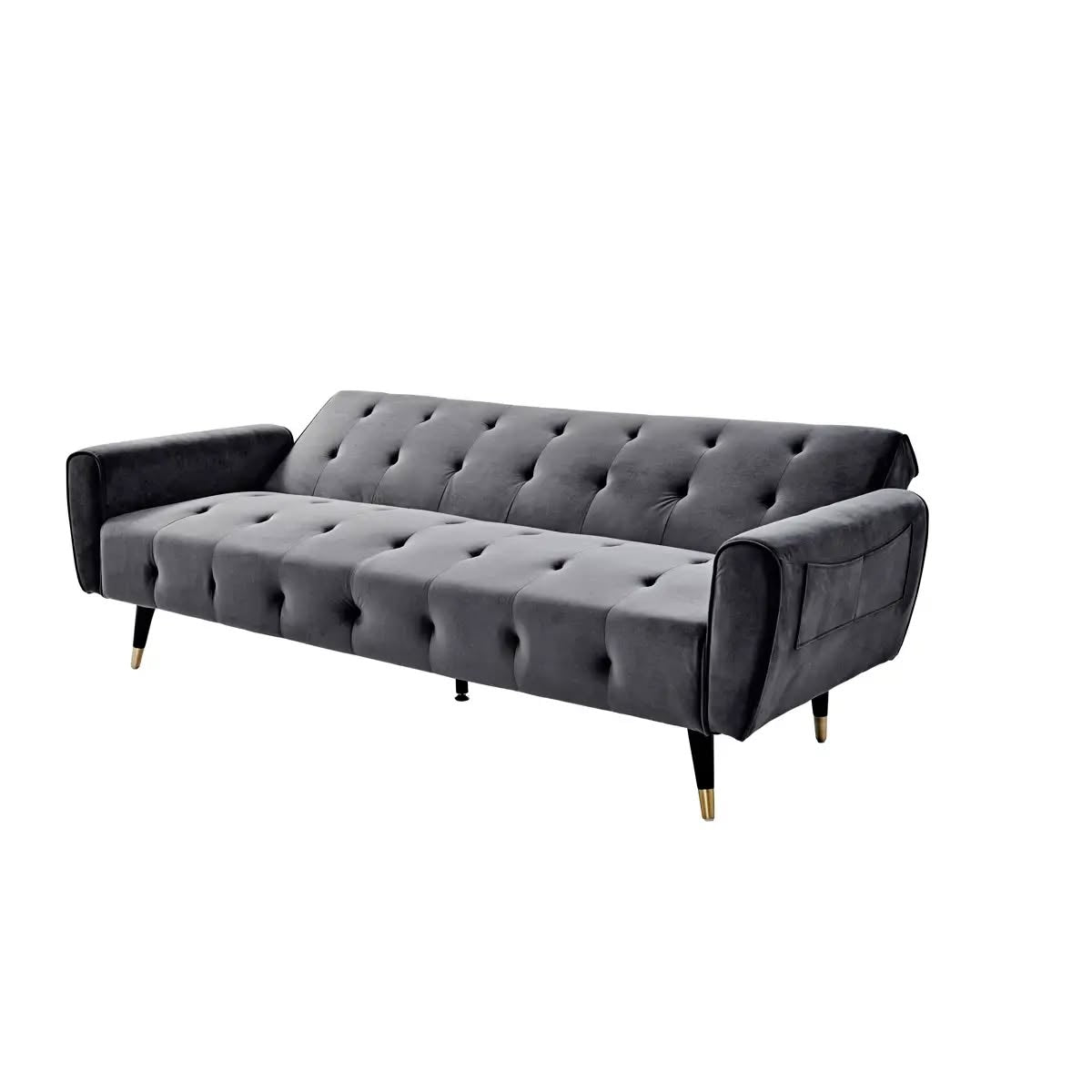 Franklyn 3 Seater Grey Velvet Clic Clac Sofa Bed