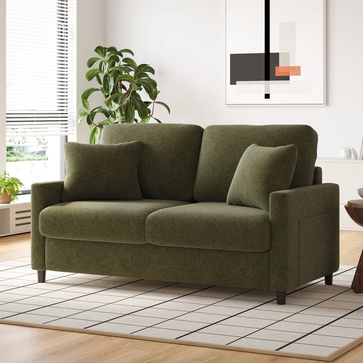 Batton 2 Seater Olive Green Sofa