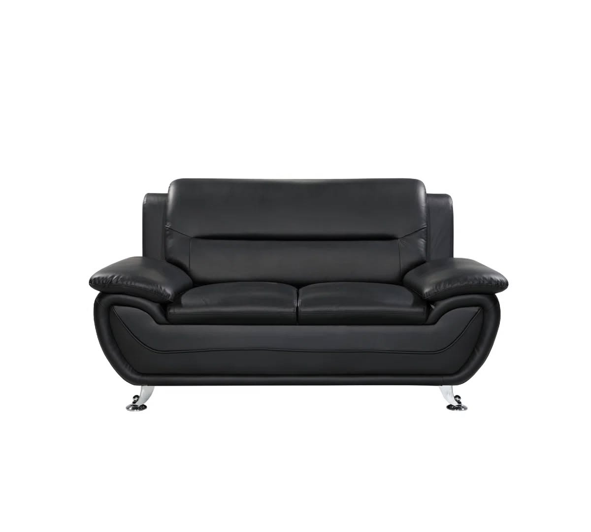 Ashleigh 2 Seater Black Faux Leather Sofa