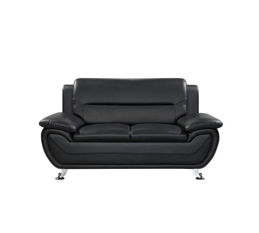 Ashleigh 2 Seater Black Faux Leather Sofa