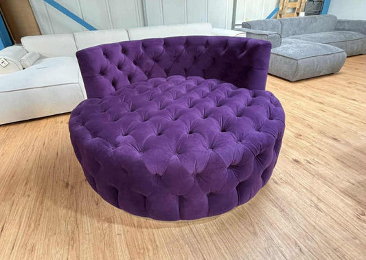 Downie Purple Velvet Barrel Chair Firm Seat