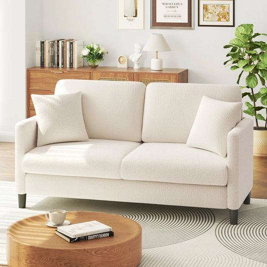 Nicholas 2 Seater Cream Teddy Velvet Sofa