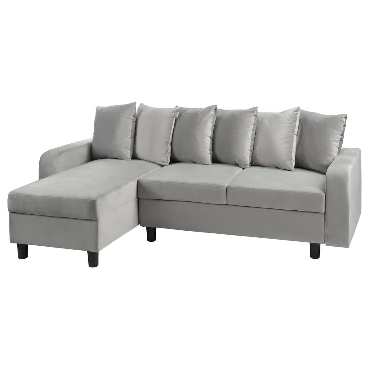 Mistique 3 Seater Light Grey Velvet Reversible Corner Sofa