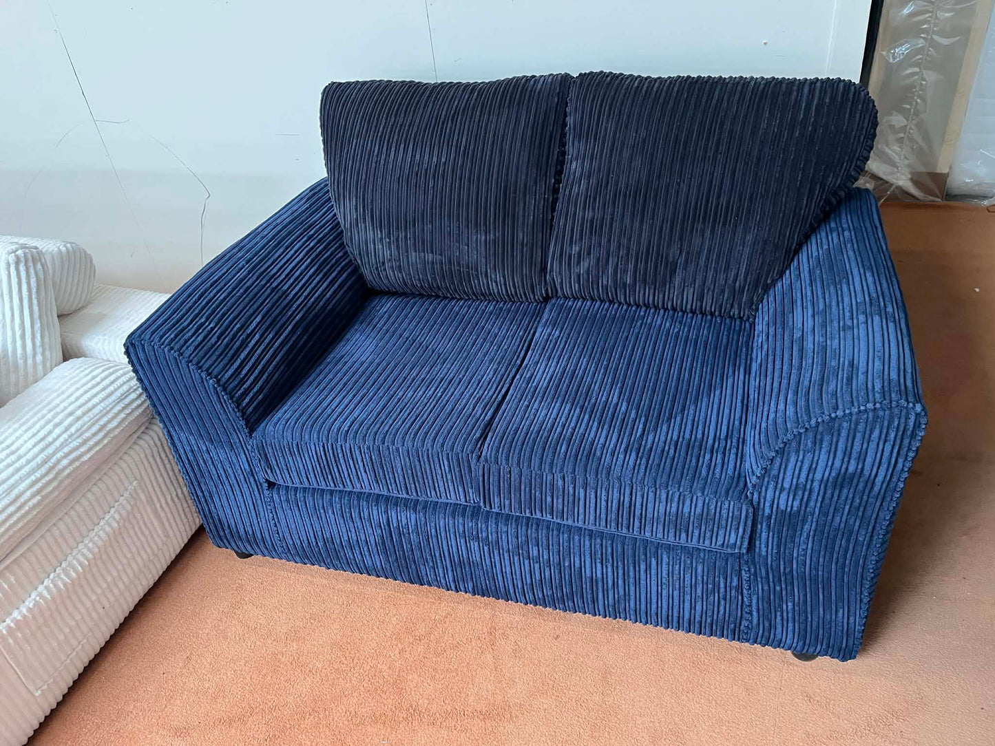 Navy & Black 2 Seat Jumbo Cord Sofa