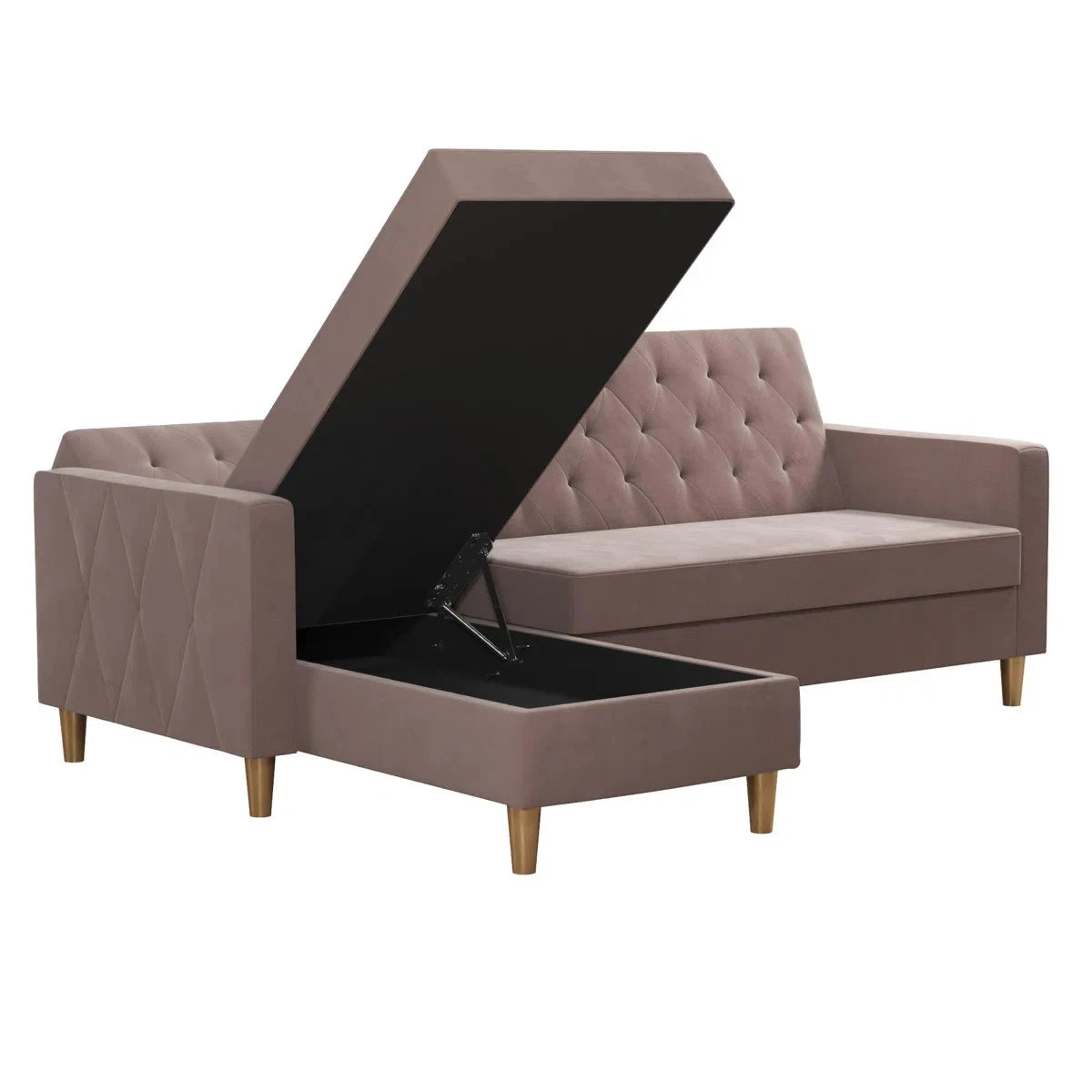 Geraldine Pink Velvet 3 Seat Reversible Clic Clac Storage Sofa Bed