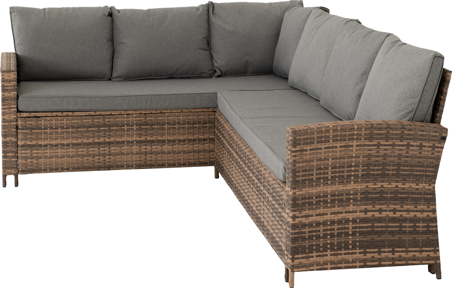 ASP Brown Rattan & Grey Fabric Corner Garden Furniture Set