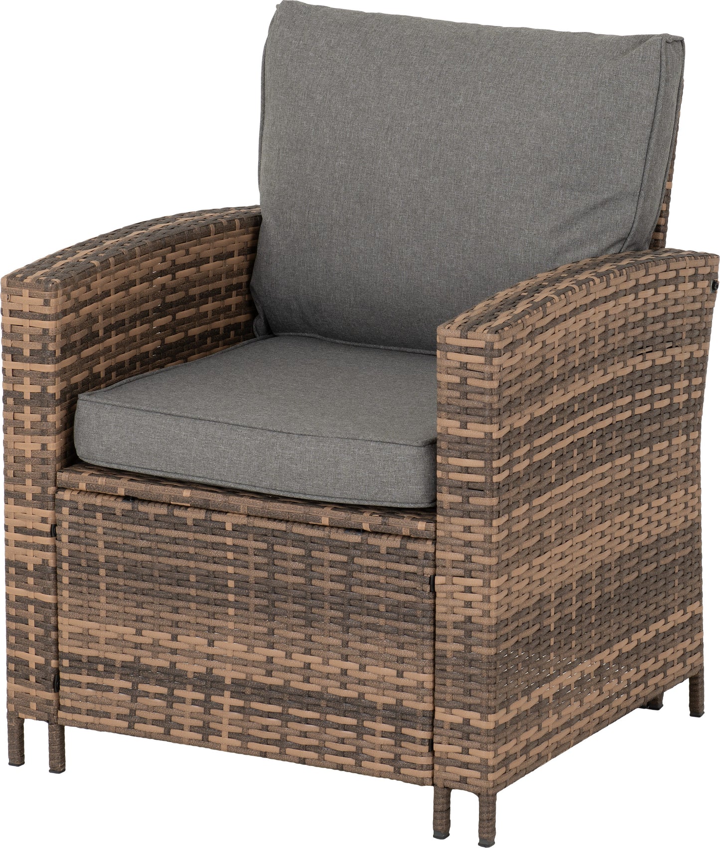 ASP Brown Rattan & Grey Fabric Corner Garden Furniture Set