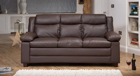 Adie 3 Seat Brown Faux Leather Sofa