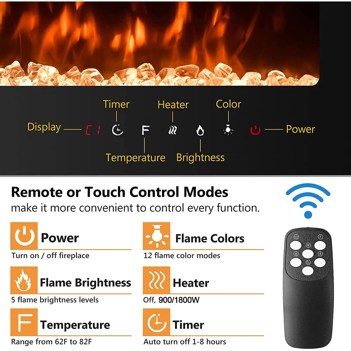 Rafiki Black Colour Changing Electric Fire