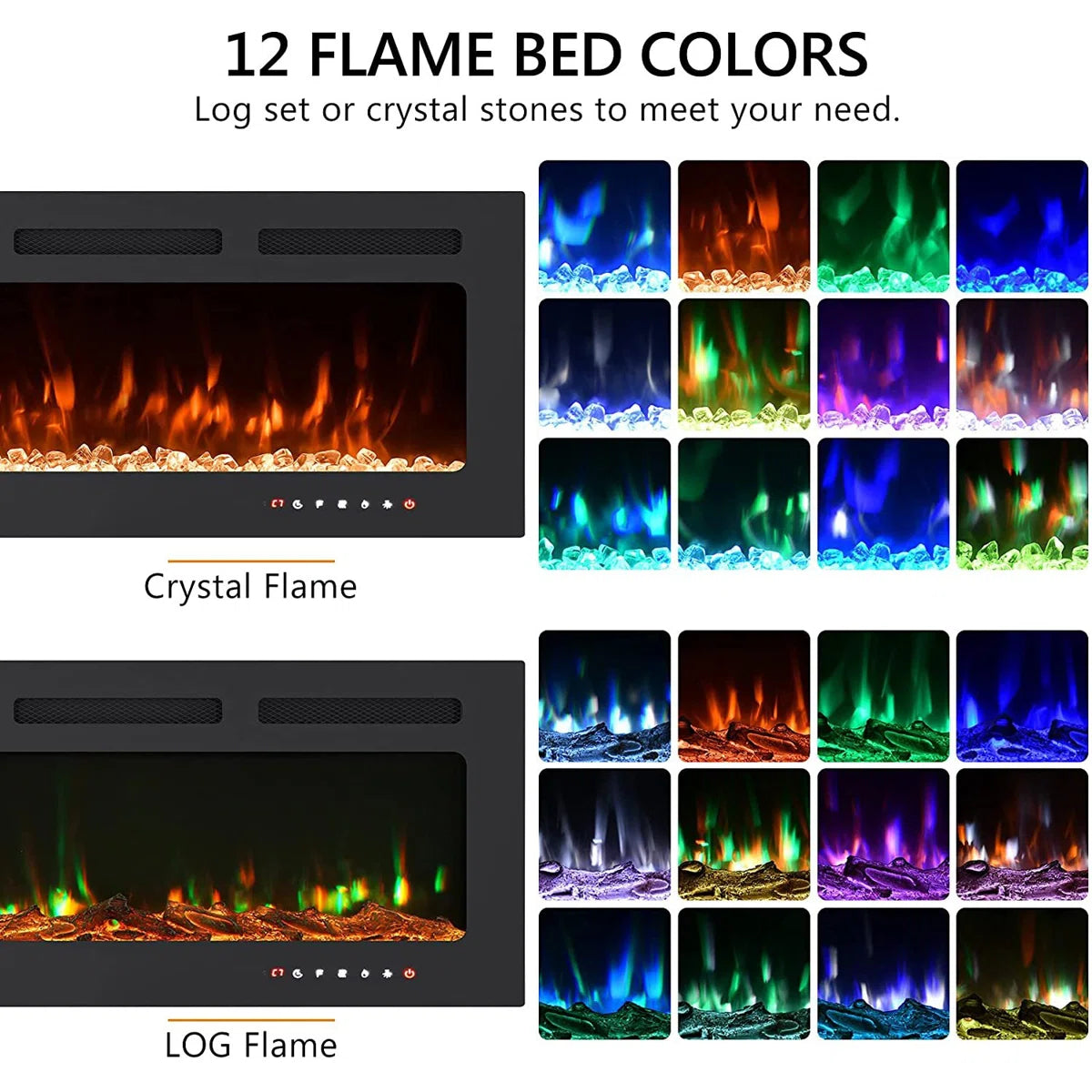 Rafiki Black Colour Changing Electric Fire