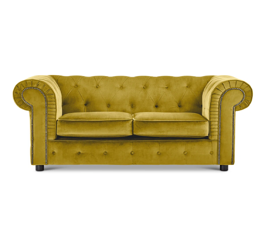 Rebecca 3 Seat Mustard Velvet Chesterfield Sofa