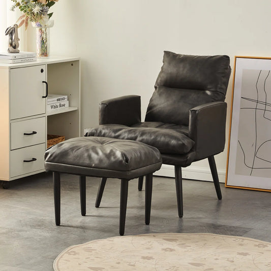 Ricardo Grey Faux Leather Adjustable Back Chair & Stool