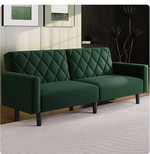 Aiden 2 Seat Green Velvet Clic Clac Sofa Bed