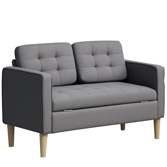 Aladdin 2 Seat Grey Cotton Storage Sofa