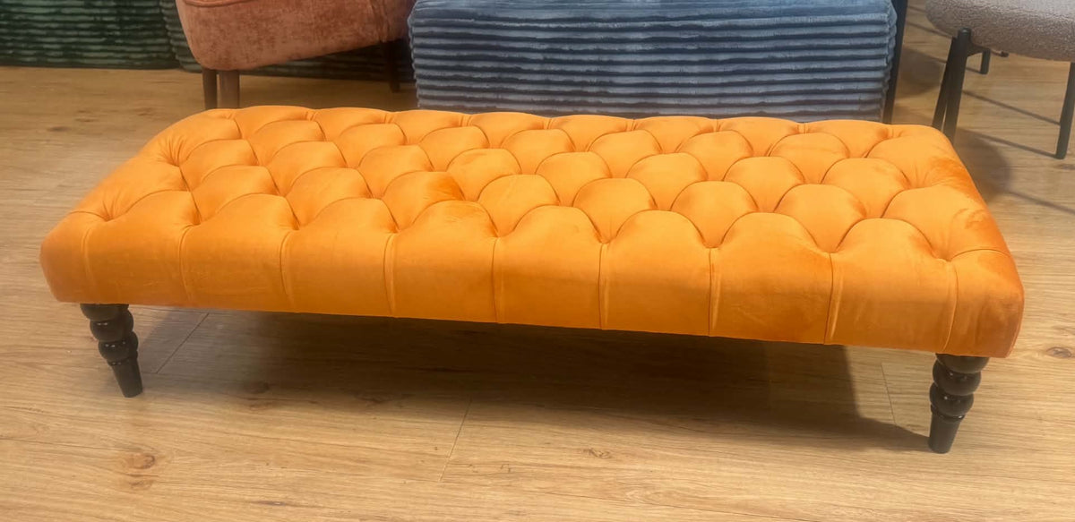 Alana Orange Chesterfield Footstool