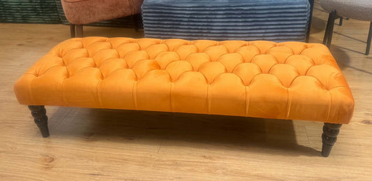 Alana Orange Chesterfield Footstool