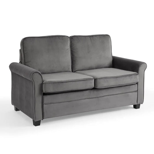 Alectra 2 Seat Grey Velvet Fold Out Sofa Bed