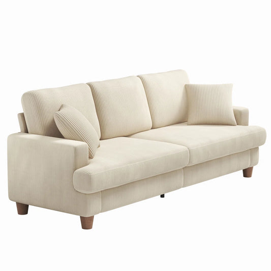 Quinn 3 Seat Beige Cord Sofa