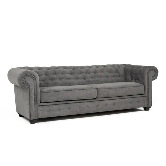 Austin 3 Seat Grey Upholstered Chesterfield Sofa Bed