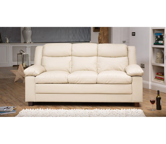 Amadeus 3 Seater Cream Faux Leather Sofa