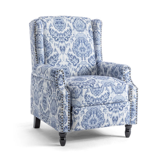 Amelie Wedgewood Blue Push Back Manual Recliner Armchair