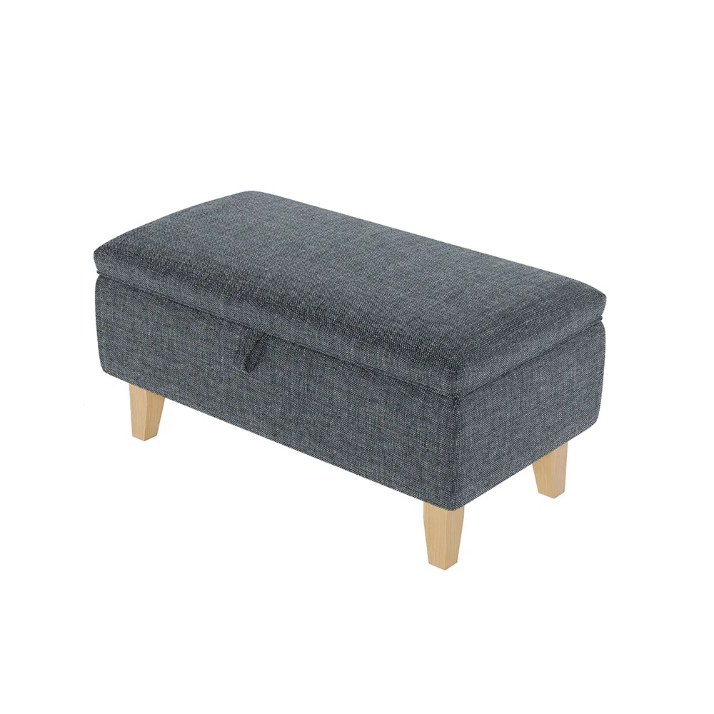 Amelia Grey Linen Storage Footstool