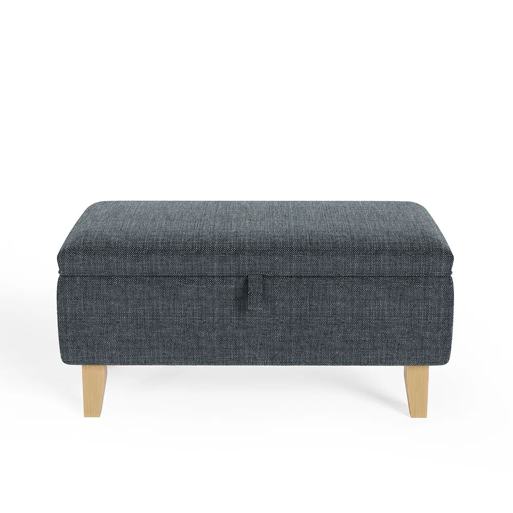 Amelia Grey Linen Storage Footstool