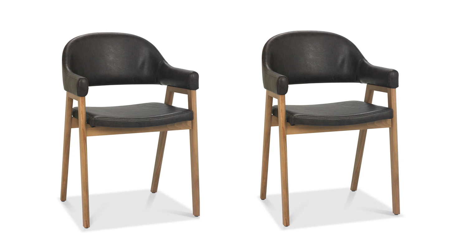 Pair of Analise Brown Faux Leather Curved Back Dining Chairs