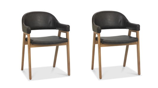 Pair of Analise Brown Faux Leather Curved Back Dining Chairs